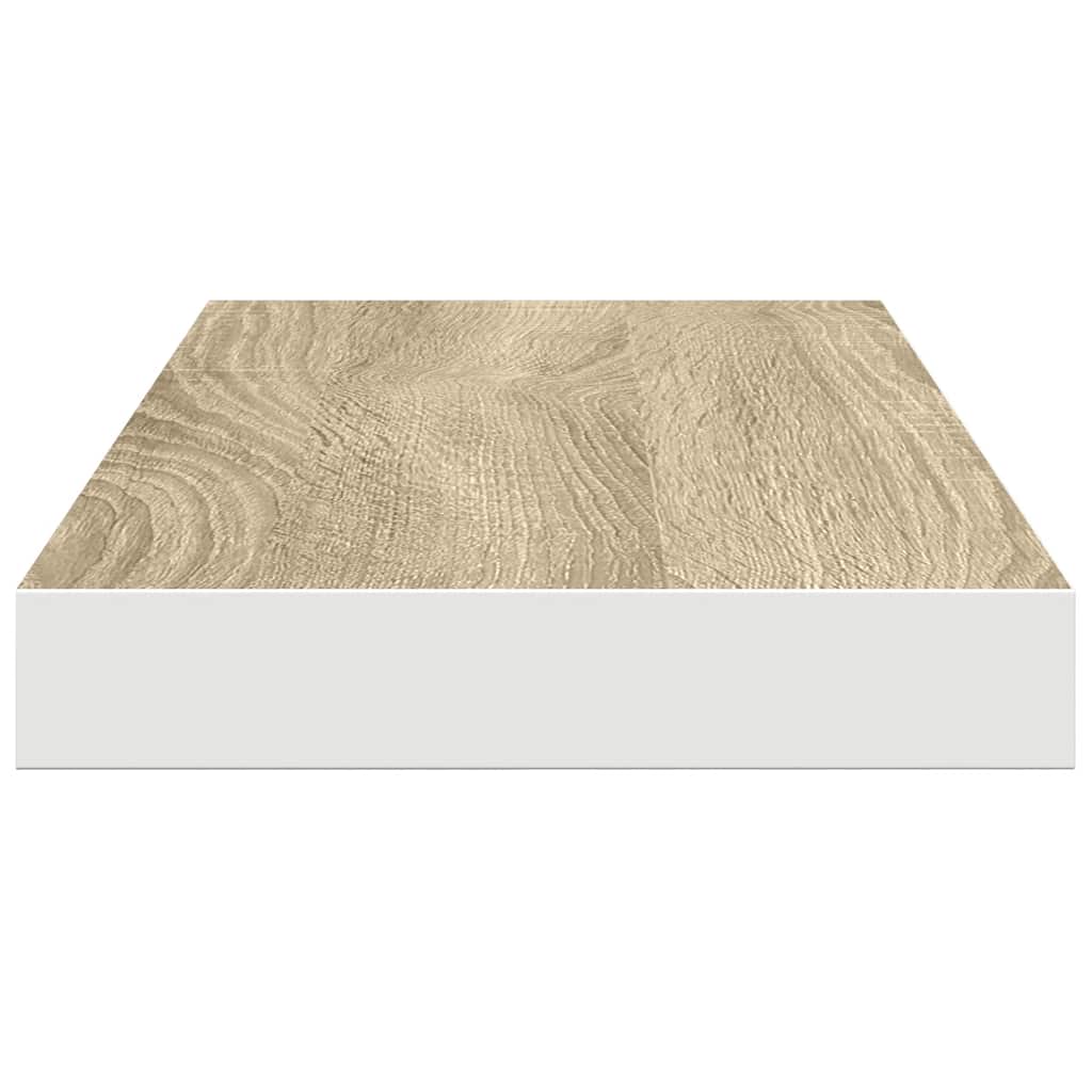 Scaffali a Parete 2 pz Rovere e Bianco 60x23,5x3,8 cm in MDF