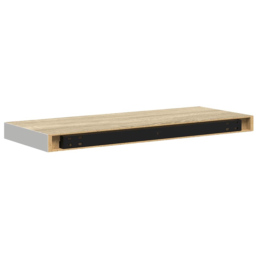 Scaffali a Parete 2 pz Rovere e Bianco 60x23,5x3,8 cm in MDF