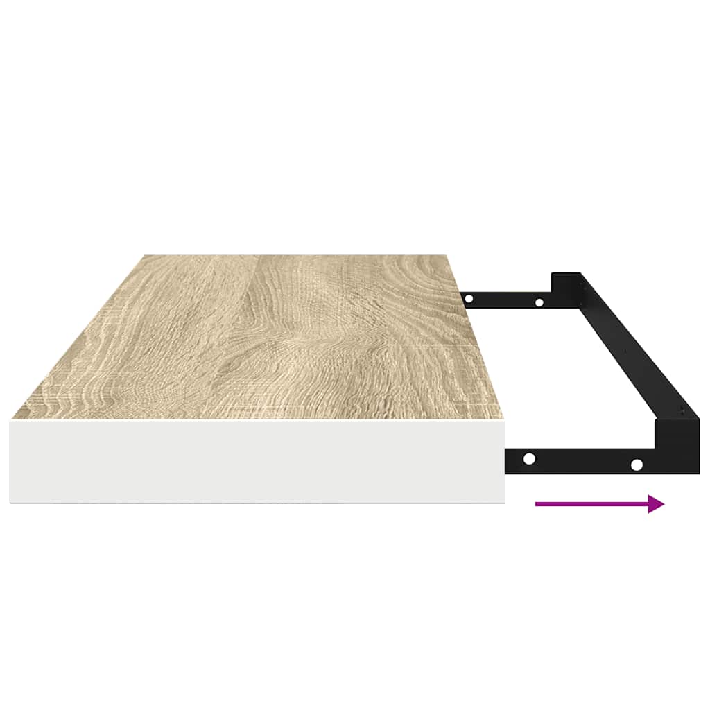 Scaffali a Parete 2 pz Rovere e Bianco 60x23,5x3,8 cm in MDF