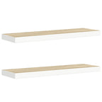 Scaffali a Parete 2 pz Rovere e Bianco 80x23,5x3,8 cm in MDF
