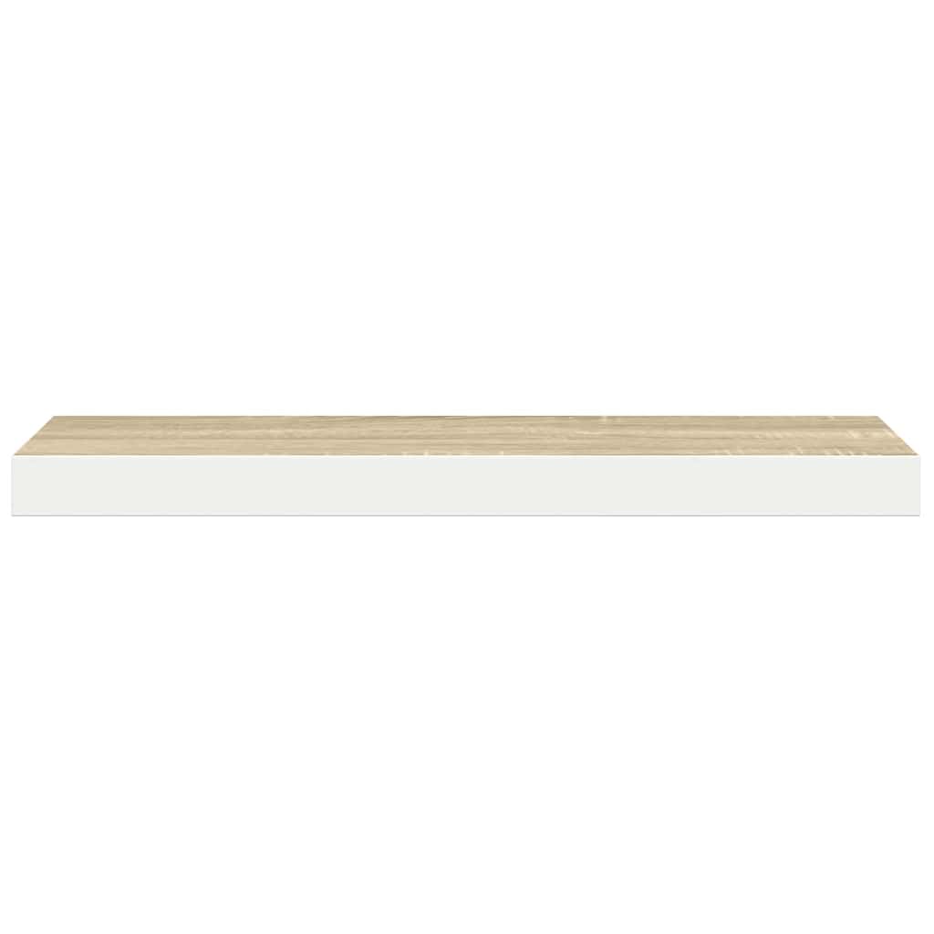 Scaffali a Parete 2 pz Rovere e Bianco 80x23,5x3,8 cm in MDF