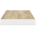 Scaffali a Parete 2 pz Rovere e Bianco 80x23,5x3,8 cm in MDF