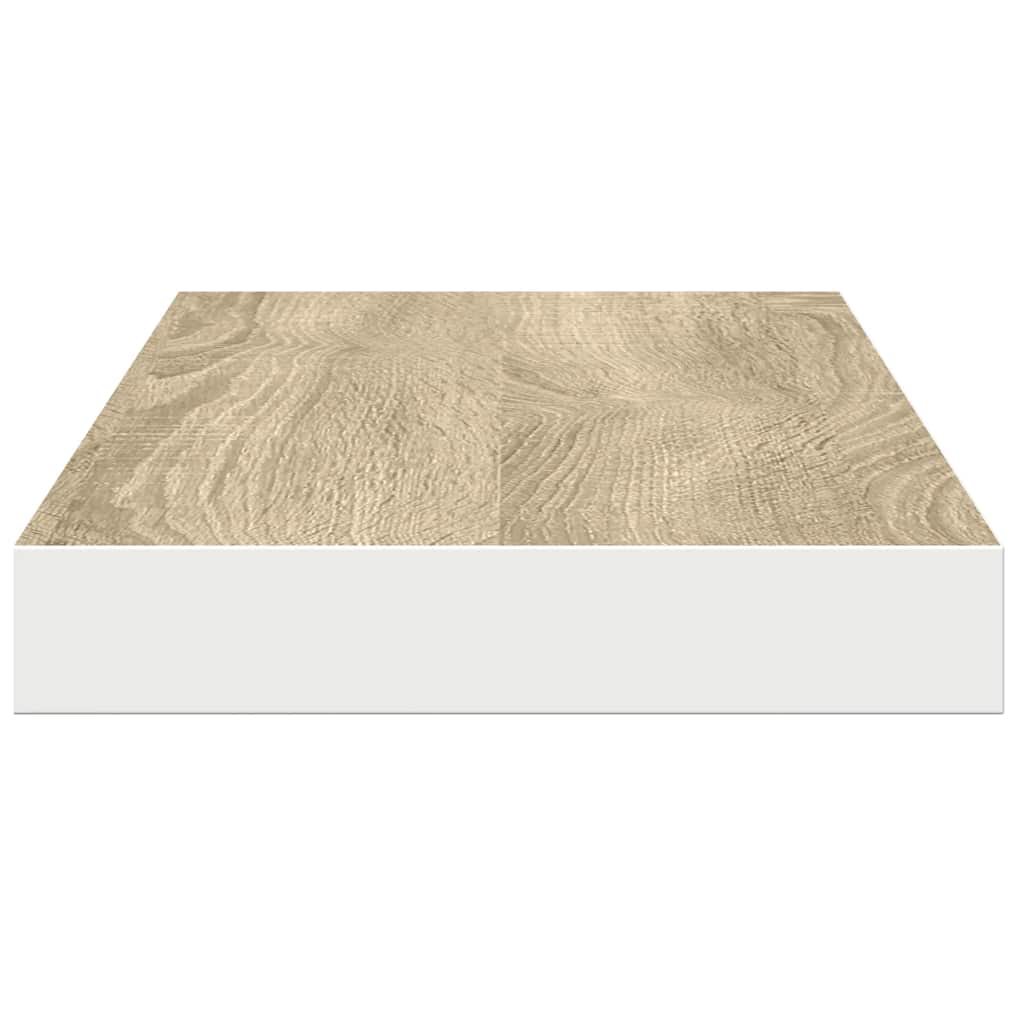 Scaffali a Parete 2 pz Rovere e Bianco 80x23,5x3,8 cm in MDF
