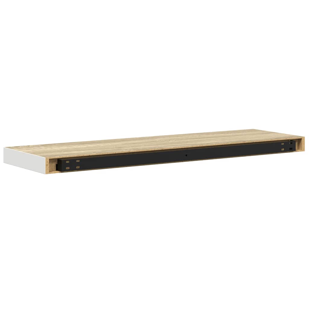 Scaffali a Parete 2 pz Rovere e Bianco 80x23,5x3,8 cm in MDF
