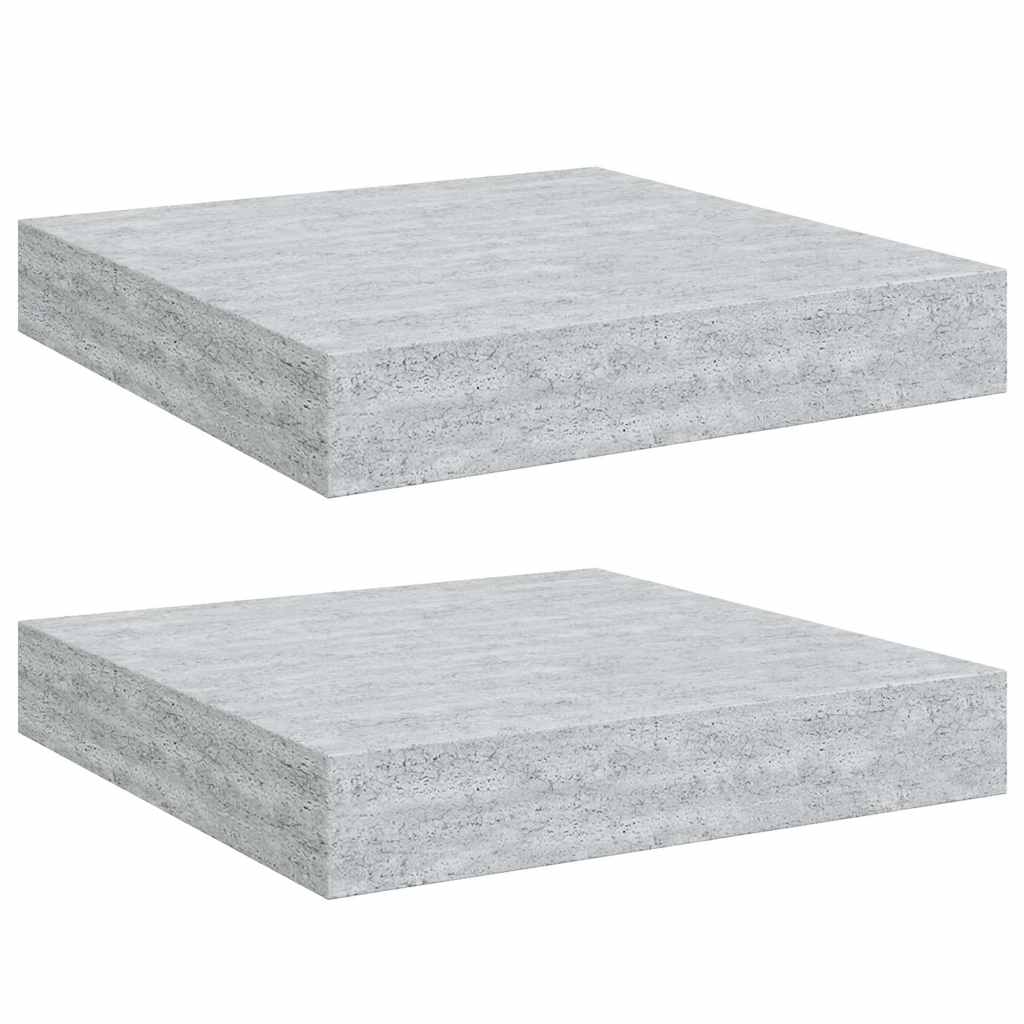 Scaffali a Parete 2 pz Grigio Cemento 23x23,5x3,8 cm in MDF