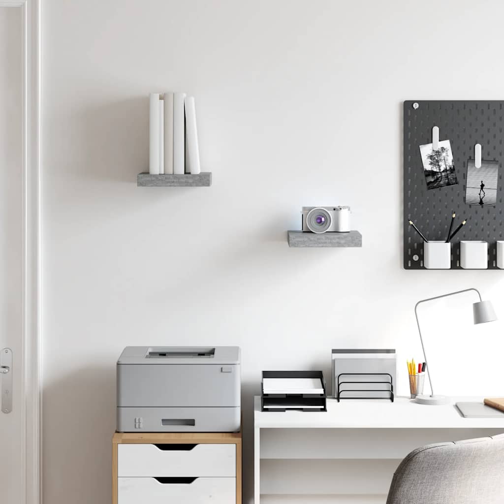 Scaffali a Parete 2 pz Grigio Cemento 23x23,5x3,8 cm in MDF