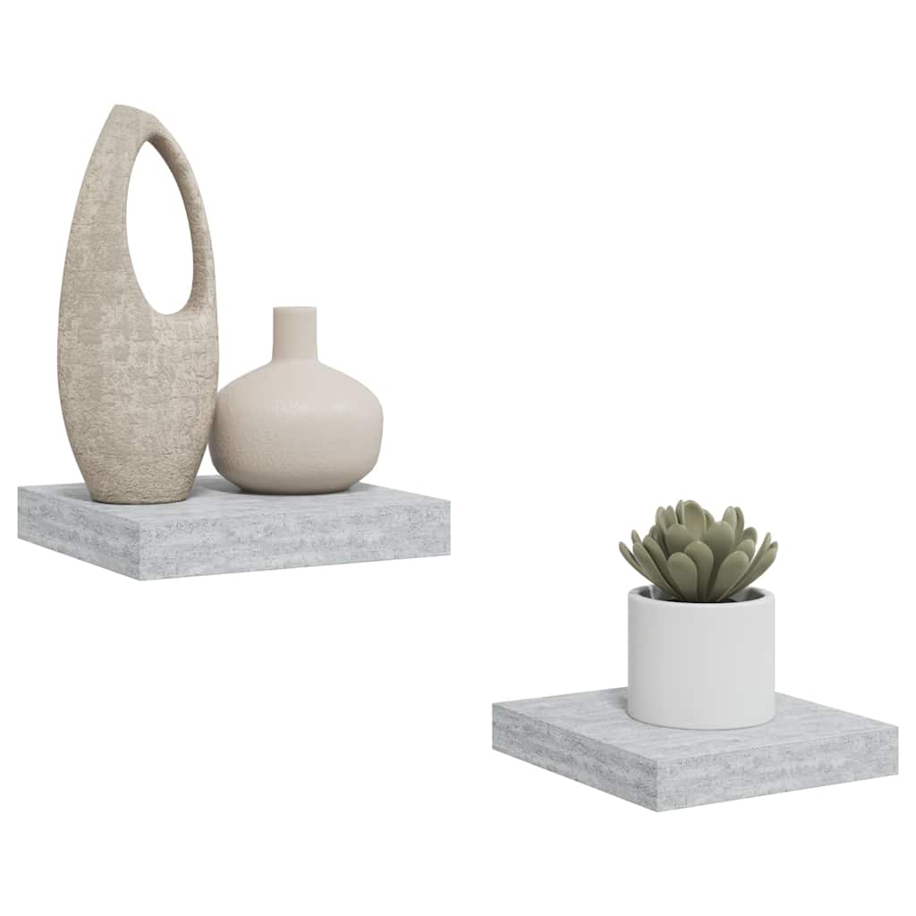 Scaffali a Parete 2 pz Grigio Cemento 23x23,5x3,8 cm in MDF