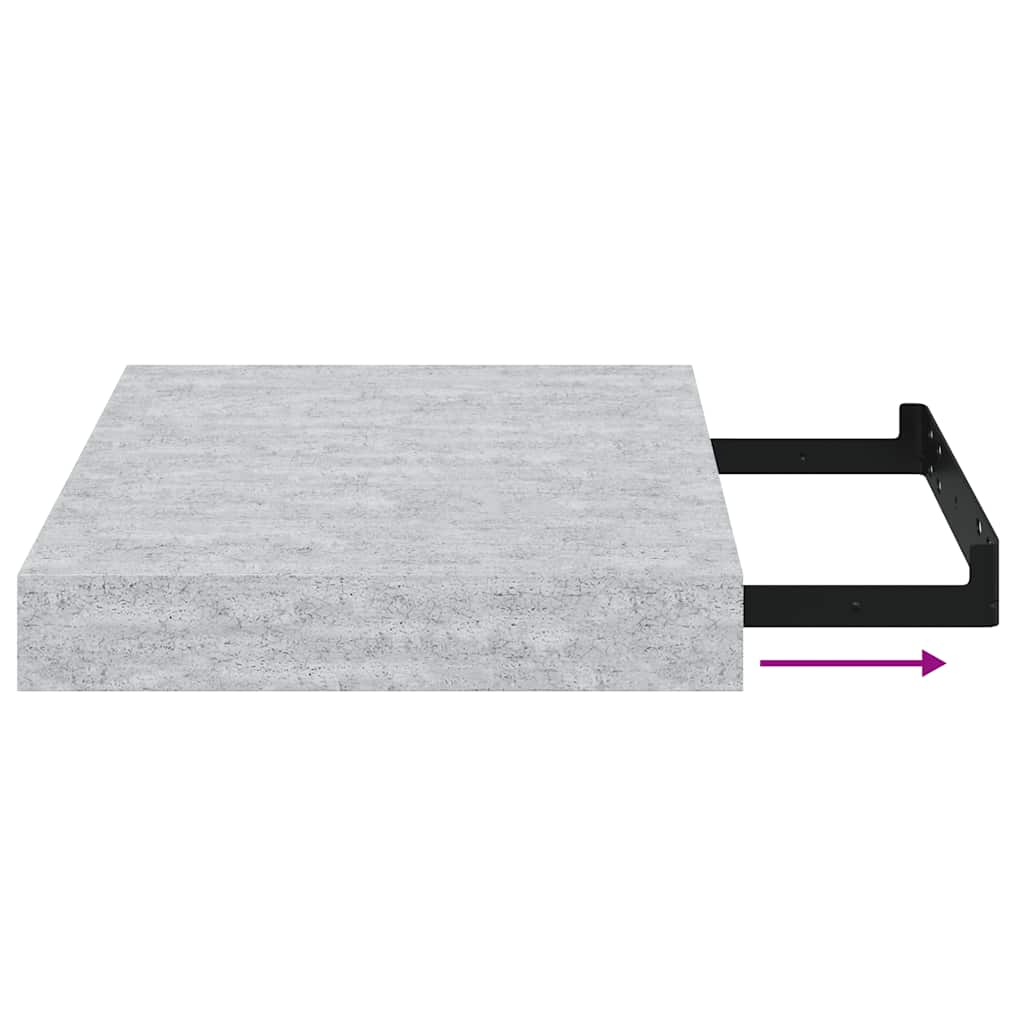 Scaffali a Parete 2 pz Grigio Cemento 23x23,5x3,8 cm in MDF