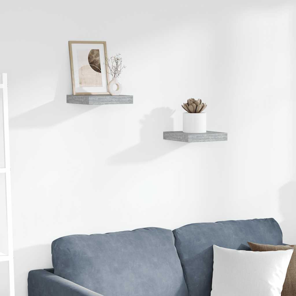 Scaffali a Parete 2 pz Grigio Cemento 23x23,5x3,8 cm in MDF