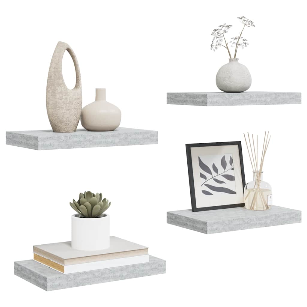 Scaffali a Parete 4 pz Grigio Cemento 40x23x3,8 cm in MDF