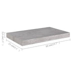 Scaffale a Parete Grigio Cemento 50x23x3,8 cm in MDF