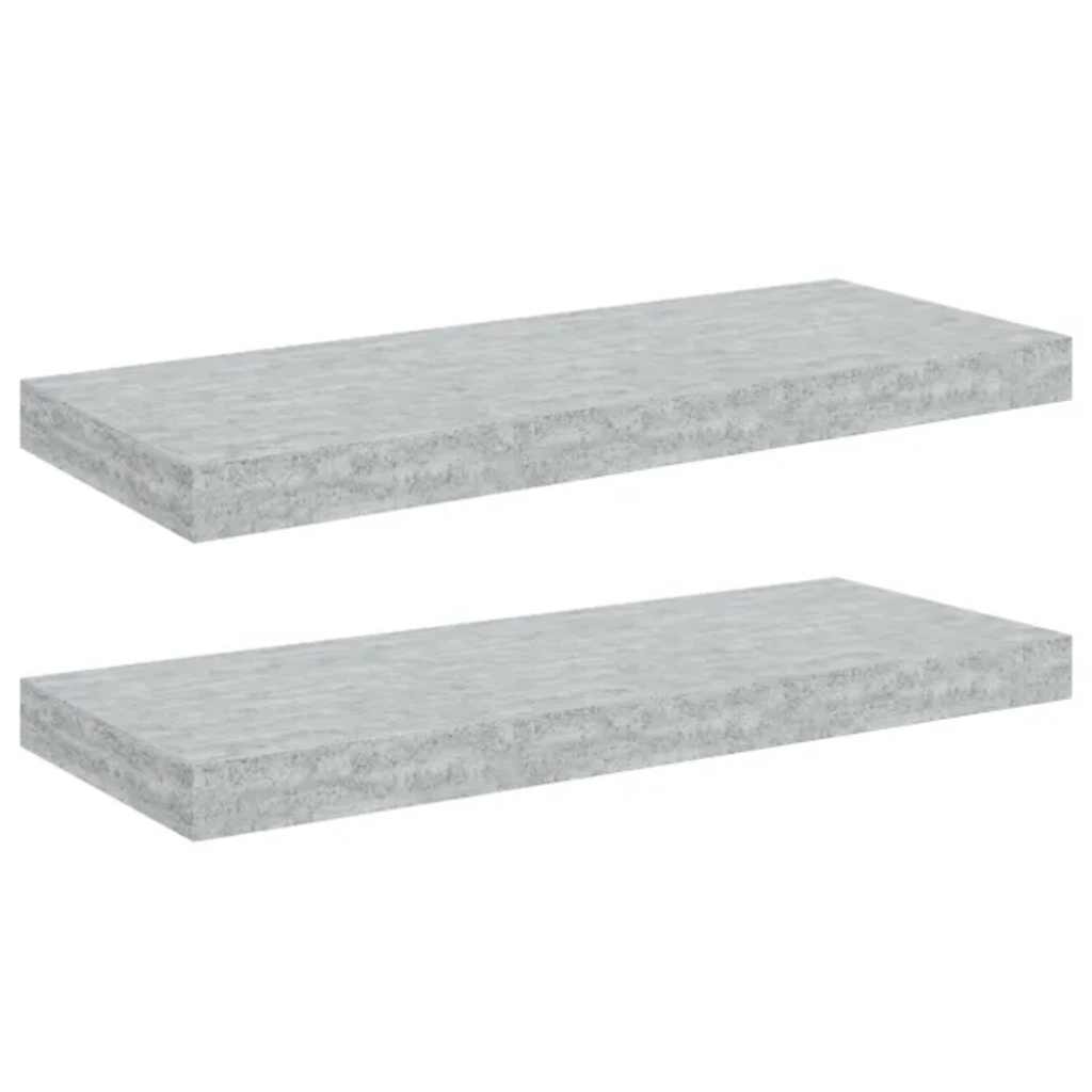 Scaffali a Parete 2 pz Grigio Cemento 60x23,5x3,8 cm in MDF