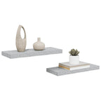 Scaffali a Parete 2 pz Grigio Cemento 60x23,5x3,8 cm in MDF