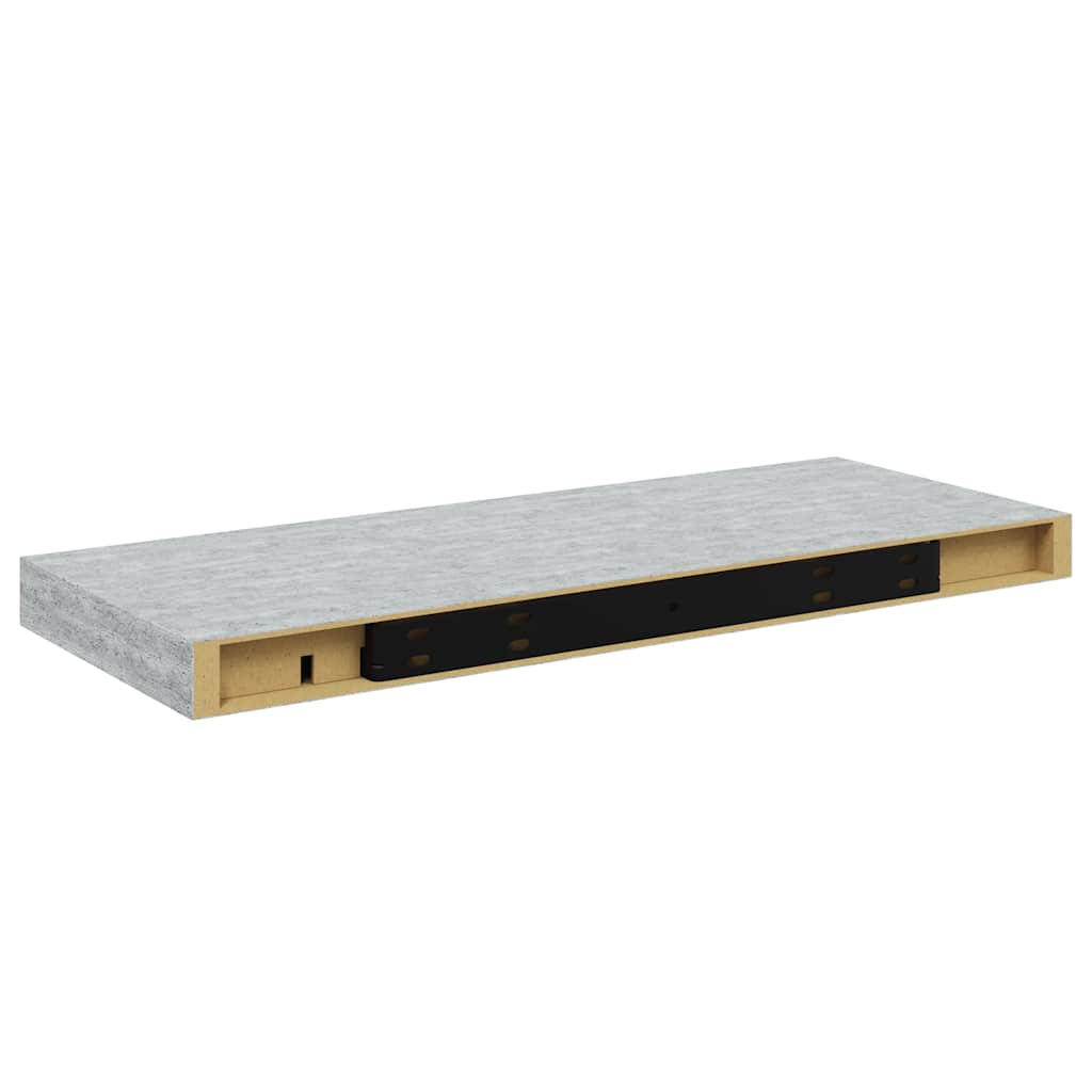 Scaffali a Parete 2 pz Grigio Cemento 60x23,5x3,8 cm in MDF