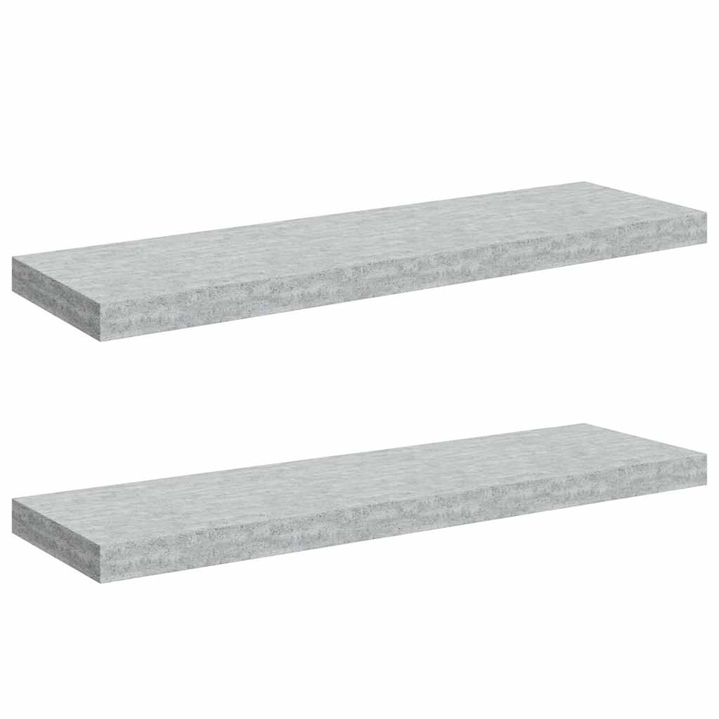 Scaffali a Parete 2 pz Grigio Cemento 80x23,5x3,8 cm in MDF