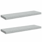 Scaffali a Parete 2 pz Grigio Cemento 80x23,5x3,8 cm in MDF
