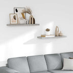 Scaffali a Parete 2 pz Grigio Cemento 80x23,5x3,8 cm in MDF