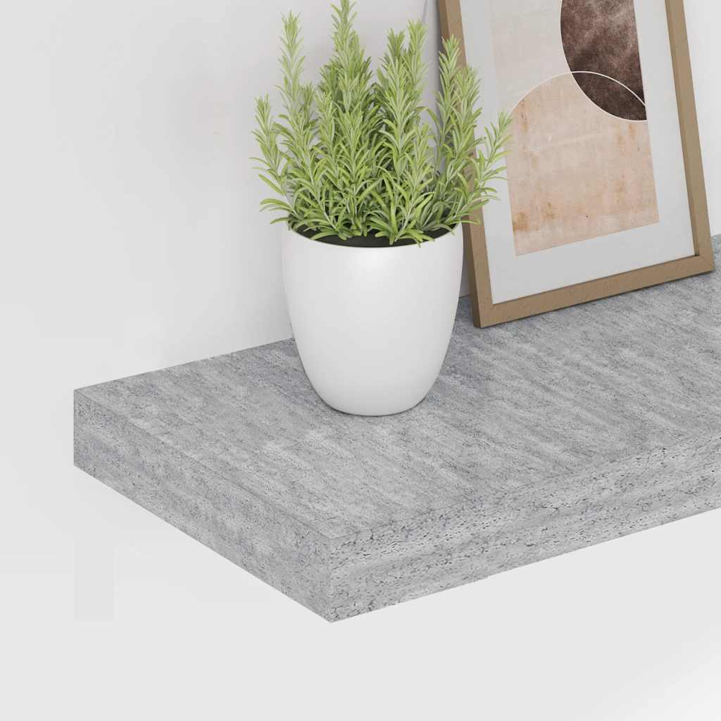 Scaffali a Parete 2 pz Grigio Cemento 80x23,5x3,8 cm in MDF
