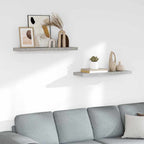 Scaffali a Parete 2 pz Grigio Cemento 80x23,5x3,8 cm in MDF