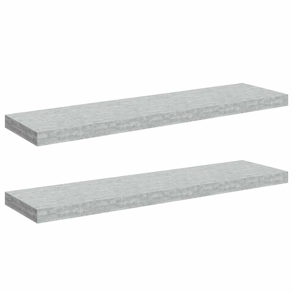 Scaffali a Parete 2 pz Grigio Cemento 90x23,5x3,8 cm in MDF