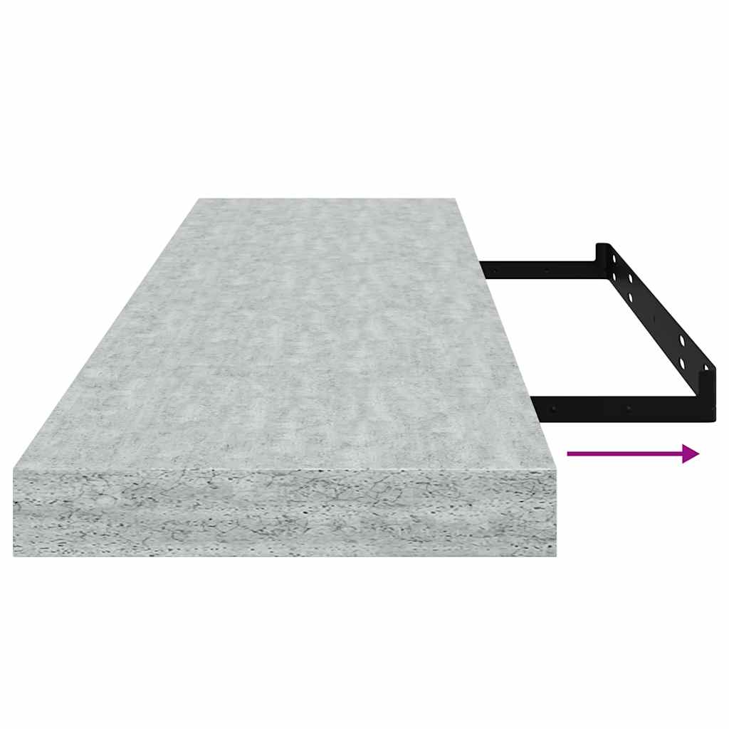Scaffali a Parete 2 pz Grigio Cemento 90x23,5x3,8 cm in MDF