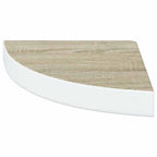 Mensola Angolare Rovere e Bianco 25x25x3,8 cm in MDF