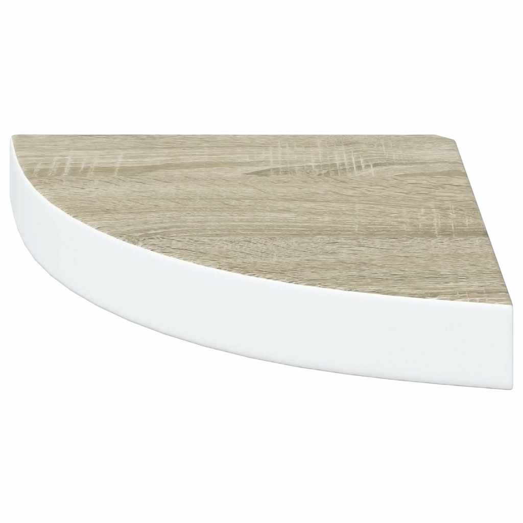 Mensola Angolare Rovere e Bianco 25x25x3,8 cm in MDF