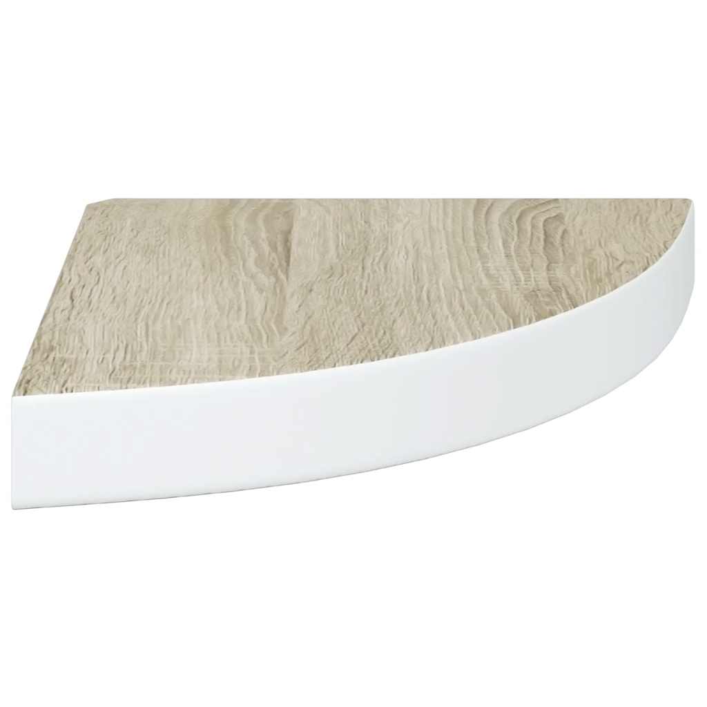 Mensola Angolare Rovere e Bianco 25x25x3,8 cm in MDF