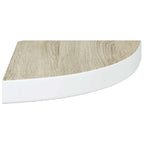 Mensola Angolare Rovere e Bianco 25x25x3,8 cm in MDF