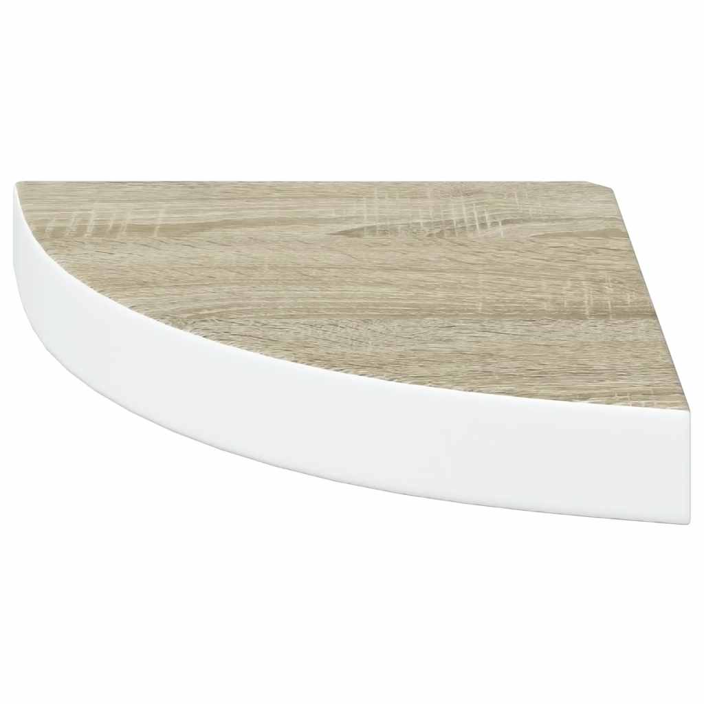 Mensole Angolari 2pz Rovere e Bianco 25x25x3,8 cm in MDF
