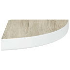 Mensole Angolari 2pz Rovere e Bianco 25x25x3,8 cm in MDF