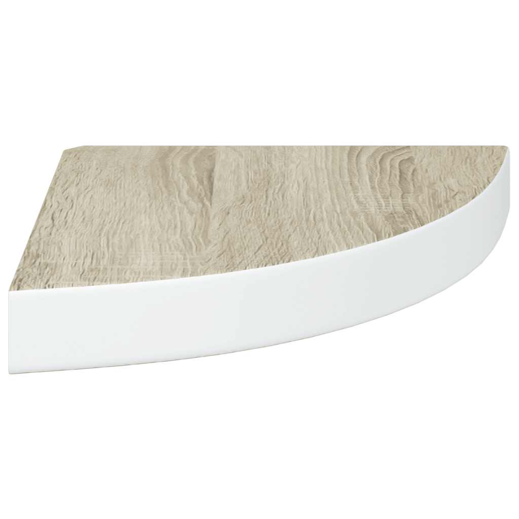 Mensole Angolari 2pz Rovere e Bianco 25x25x3,8 cm in MDF