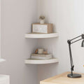 Mensole Angolari 2pz Rovere e Bianco 25x25x3,8 cm in MDF