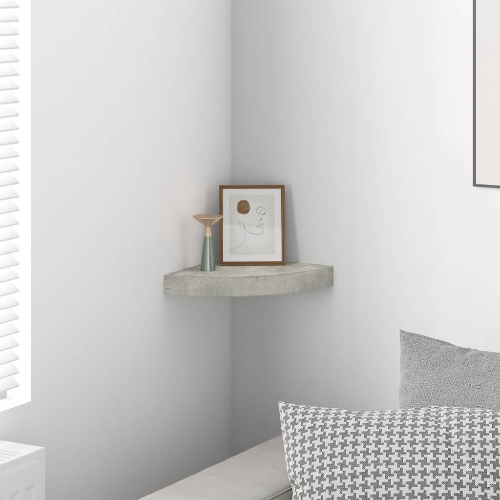 Mensola Angolare Grigio Cemento 25x25x3,8 cm in MDF