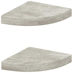 Mensole Angolari 2pz Grigio Cemento 25x25x3,8 cm in MDF