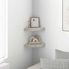 Mensole Angolari 2pz Grigio Cemento 25x25x3,8 cm in MDF