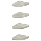 Mensole Angolari 4 pz Grigio Cemento 25x25x3,8 cm in MDF