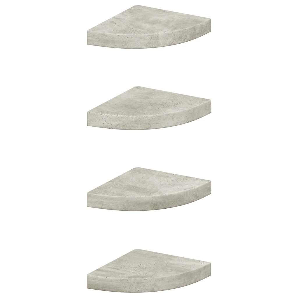Mensole Angolari 4 pz Grigio Cemento 25x25x3,8 cm in MDF