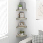 Mensole Angolari 4 pz Grigio Cemento 25x25x3,8 cm in MDF