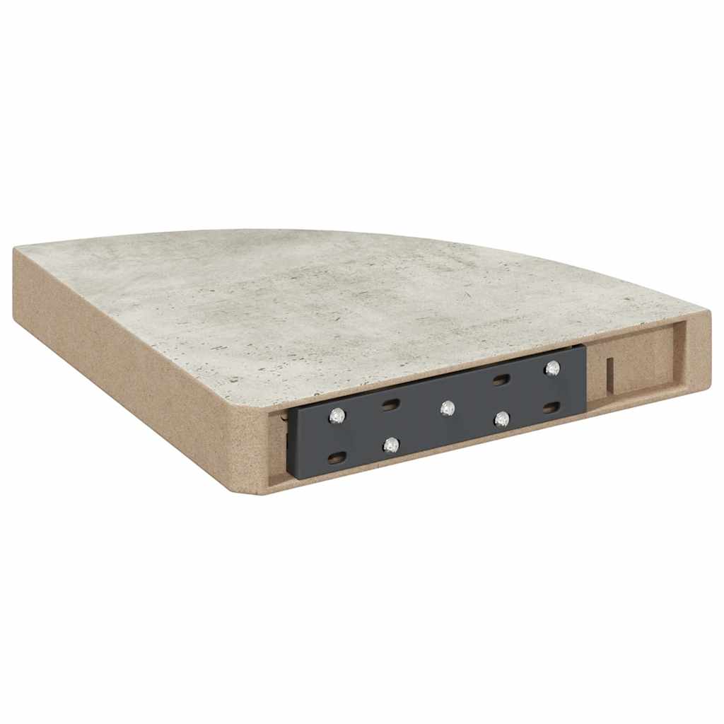 Mensole Angolari 4 pz Grigio Cemento 25x25x3,8 cm in MDF