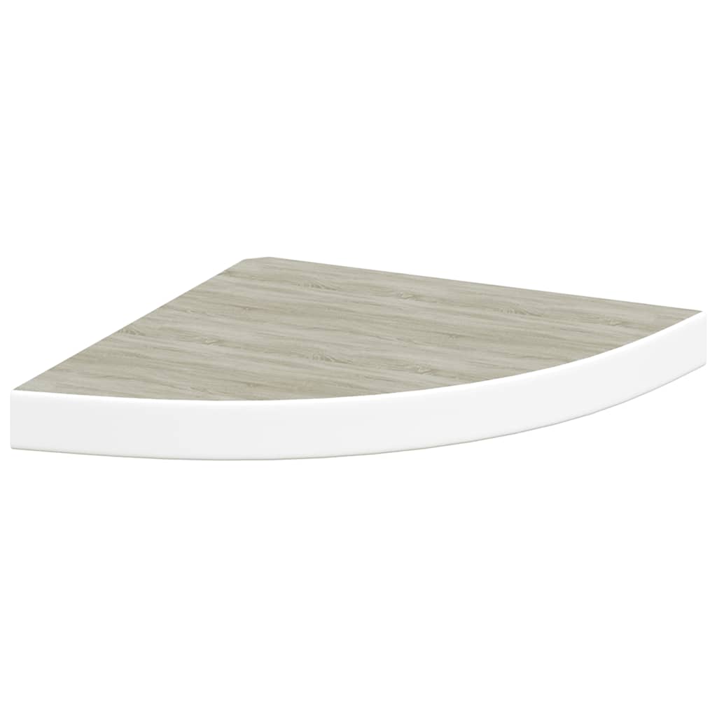 Mensola Angolare Rovere e Bianco 35x35x3,8 cm in MDF