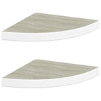 Mensole Angolari 2pz Rovere e Bianco 35x35x3,8 cm in MDF