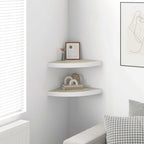Mensole Angolari 2pz Rovere e Bianco 35x35x3,8 cm in MDF