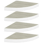 Mensole Angolari 4 pz Rovere e Bianco 35x35x3,8 cm in MDF