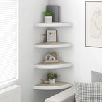 Mensole Angolari 4 pz Rovere e Bianco 35x35x3,8 cm in MDF