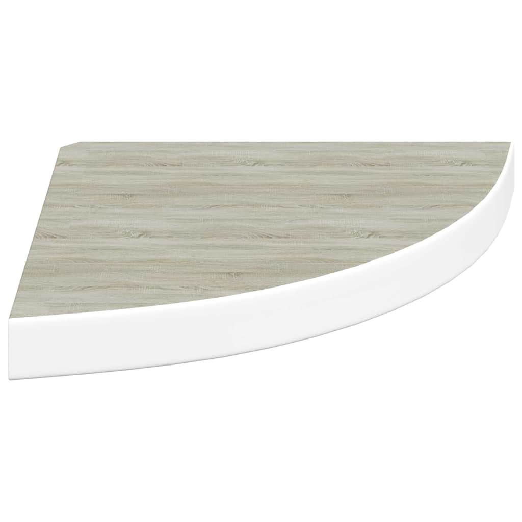 Mensole Angolari 4 pz Rovere e Bianco 35x35x3,8 cm in MDF