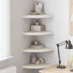 Mensole Angolari 4 pz Rovere e Bianco 35x35x3,8 cm in MDF