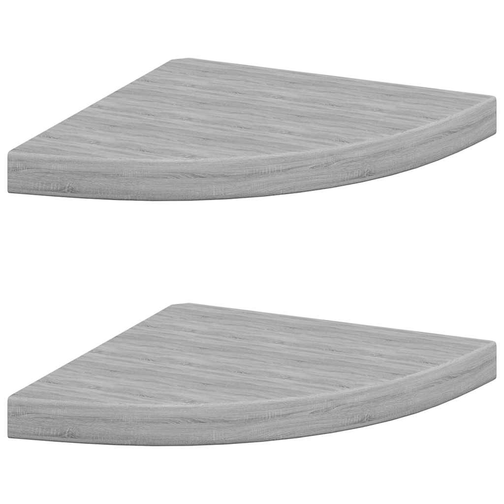 Mensole Angolari 2pz Grigio Cemento 35x35x3,8 cm in MDF