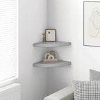 Mensole Angolari 2pz Grigio Cemento 35x35x3,8 cm in MDF