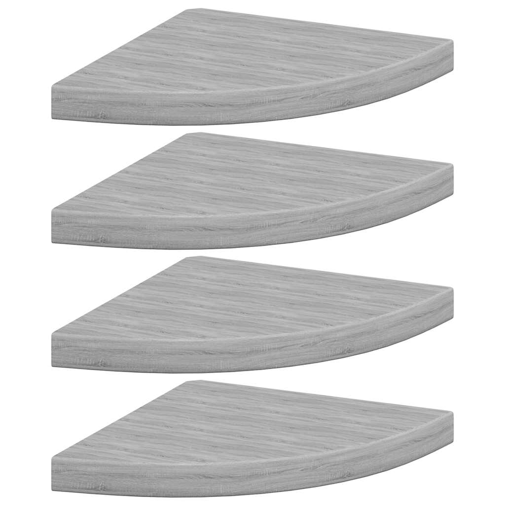 Mensole Angolari 4 pz Grigio Cemento 35x35x3,8 cm in MDF